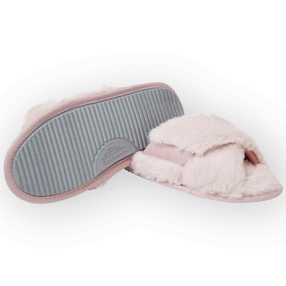 NWT Dearfoams Women’s Jessica Furry Cross Band Slide Slipper Pale Mauve Small - Picture 3 of 6